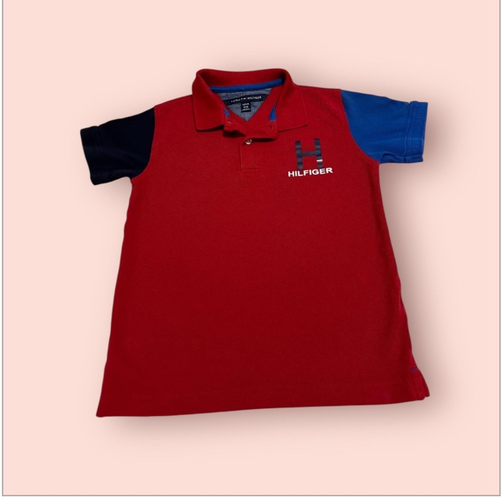 (6) Tommy Hilfiger red and blue polo shirt for boy S/P/CH